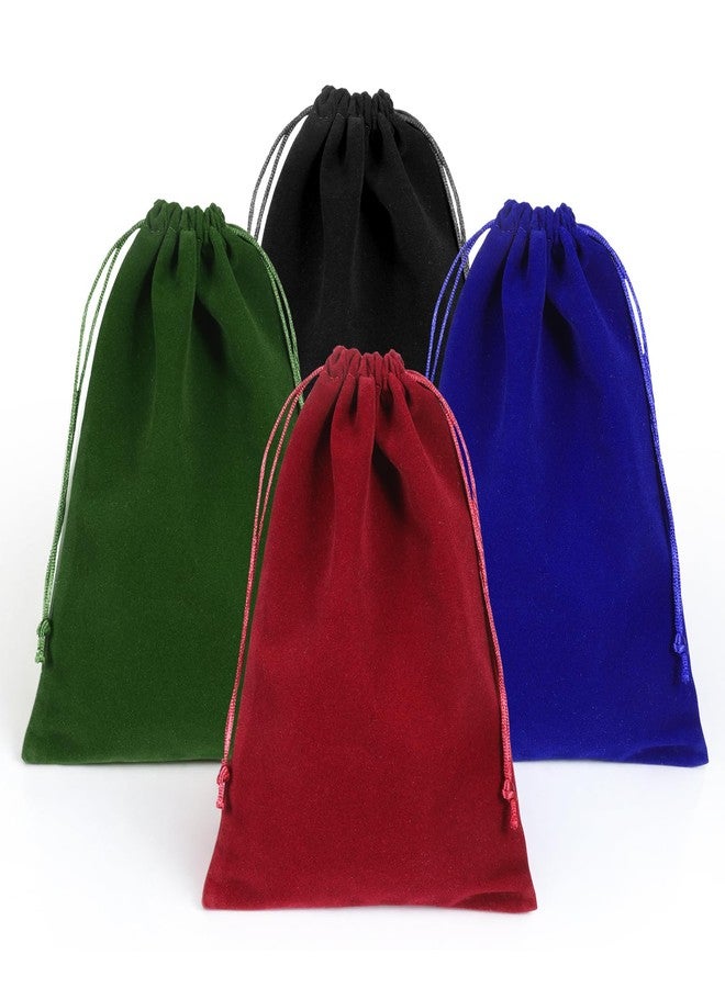 Qulkws 4 Pcs Jewelry Velvet Bags Soft Velvet Gift Bags 5.7'' x7.8'' 4 Colors Package Drawstring Pouch Gift Fabric Cloth Bag for Jewelry Crystal Gifts - Image 1